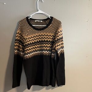 Trina Turk Black and Tan Chevron Sweater